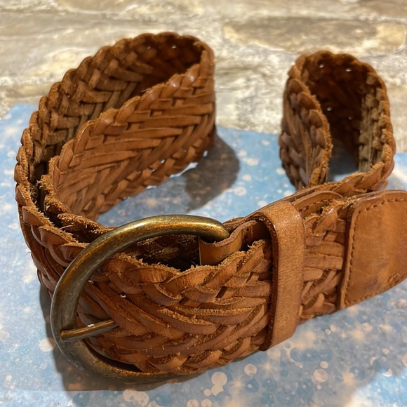 Tommy Hilfiger braided belt thick leather woven real leather belt bohemian wide - Picture 5 of 5